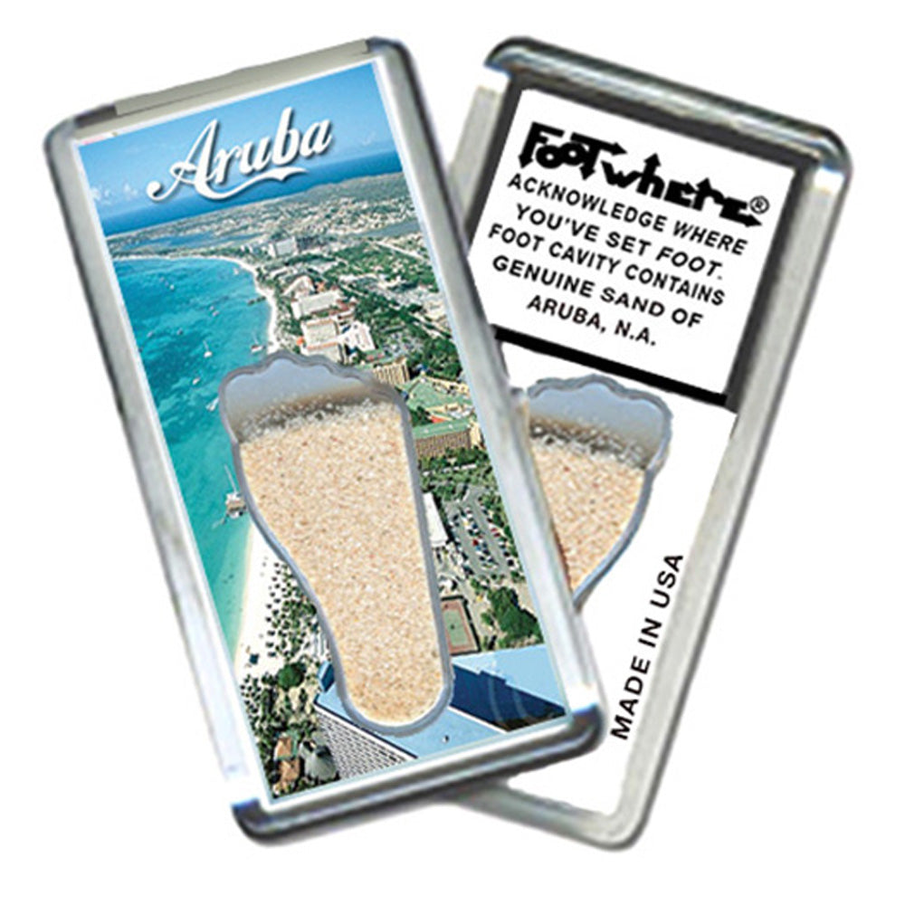 Aruba FootWhere® Souvenir Magnets. 72 pieces/6 assorted styles.