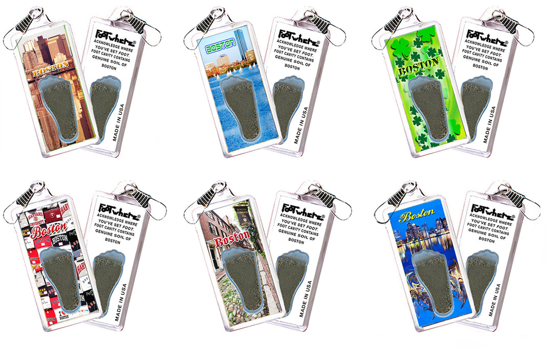 Boston FootWhere® Souvenir Zipper-Pull 72 pieces/ 6 assorted styles.