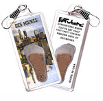 Load image into Gallery viewer, Des Moines FootWhere® Souvenir Zipper-Pull. 72 Pieces/6 Assorted Styles. Made in USA