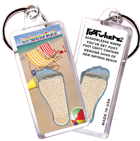 New Smyrna Beach FootWhere® Souvenir Keychain. 72 pieces/6 assorted styles.