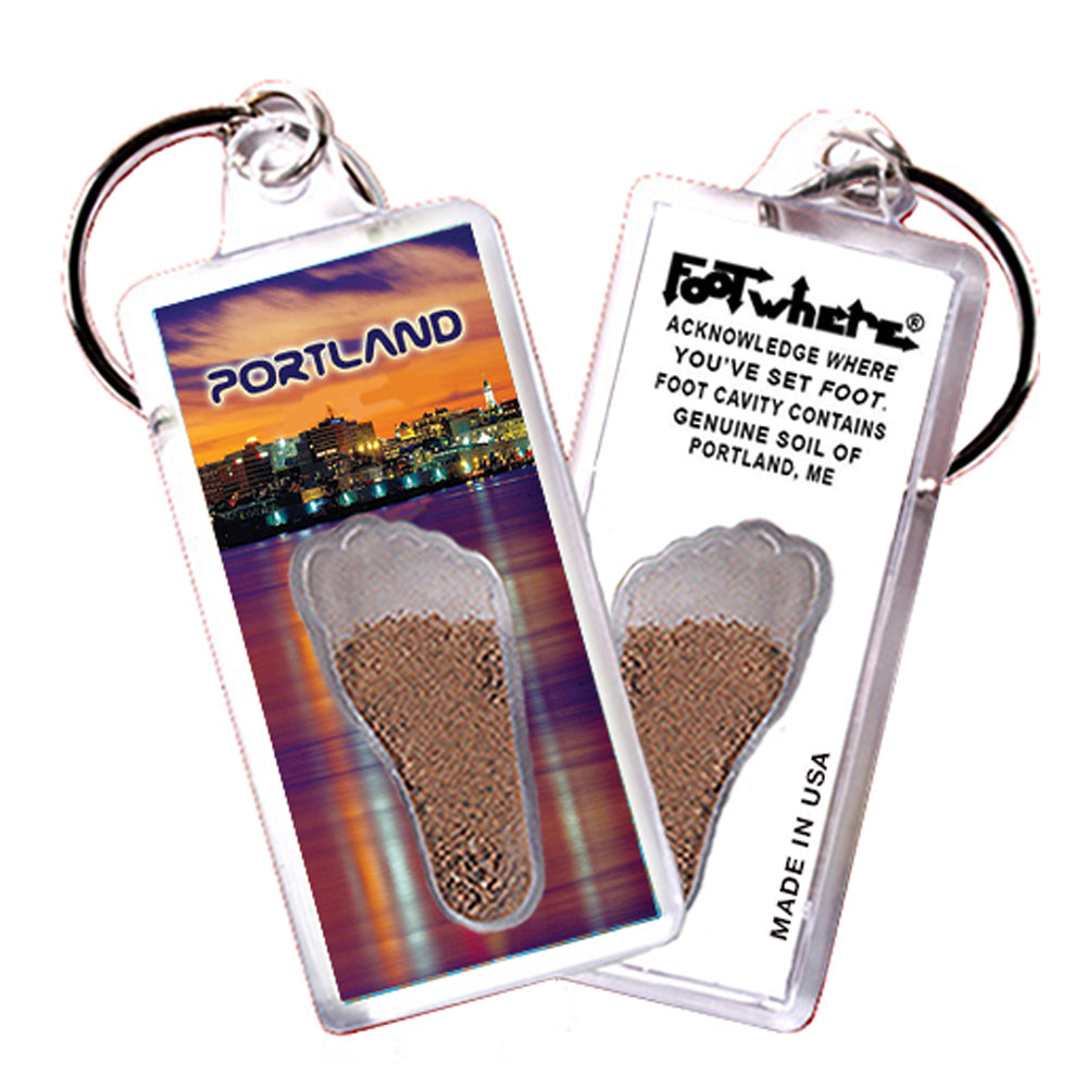 Portland, ME FootWhere® Souvenir Keychain. 72 pieces/6 assorted styles.