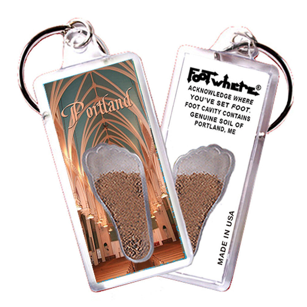 Portland, ME FootWhere® Souvenir Keychain. 72 pieces/6 assorted styles.