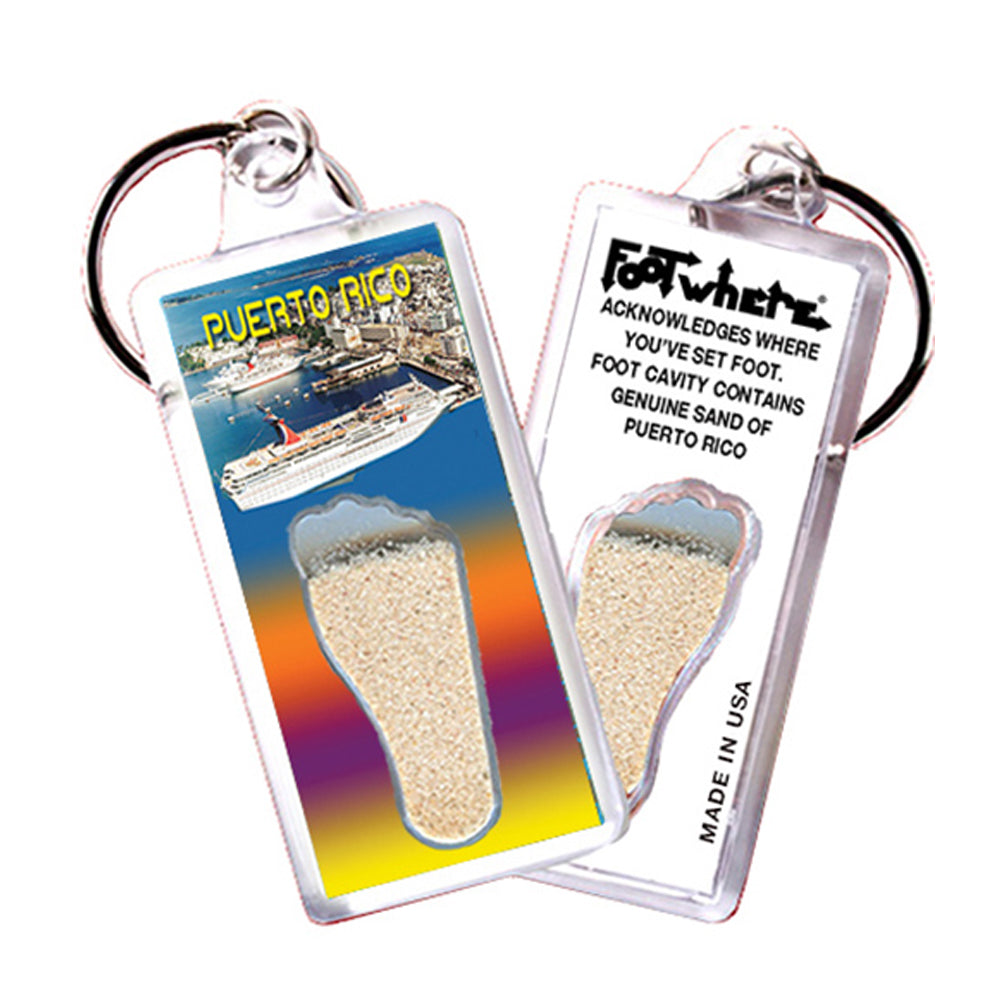 Puerto Rico FootWhere® Souvenir Keychain. 72 pieces/6 assorted styles.