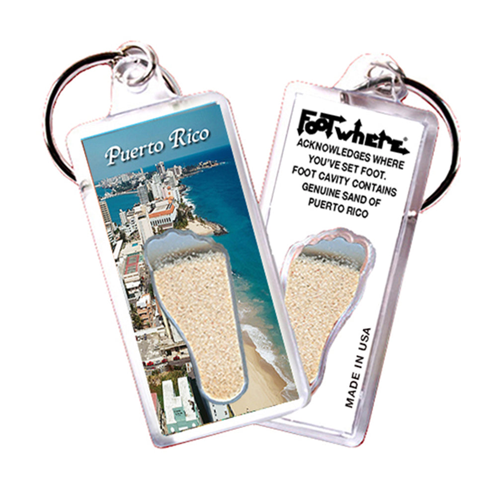 Puerto Rico FootWhere® Souvenir Keychain. 72 pieces/6 assorted styles.