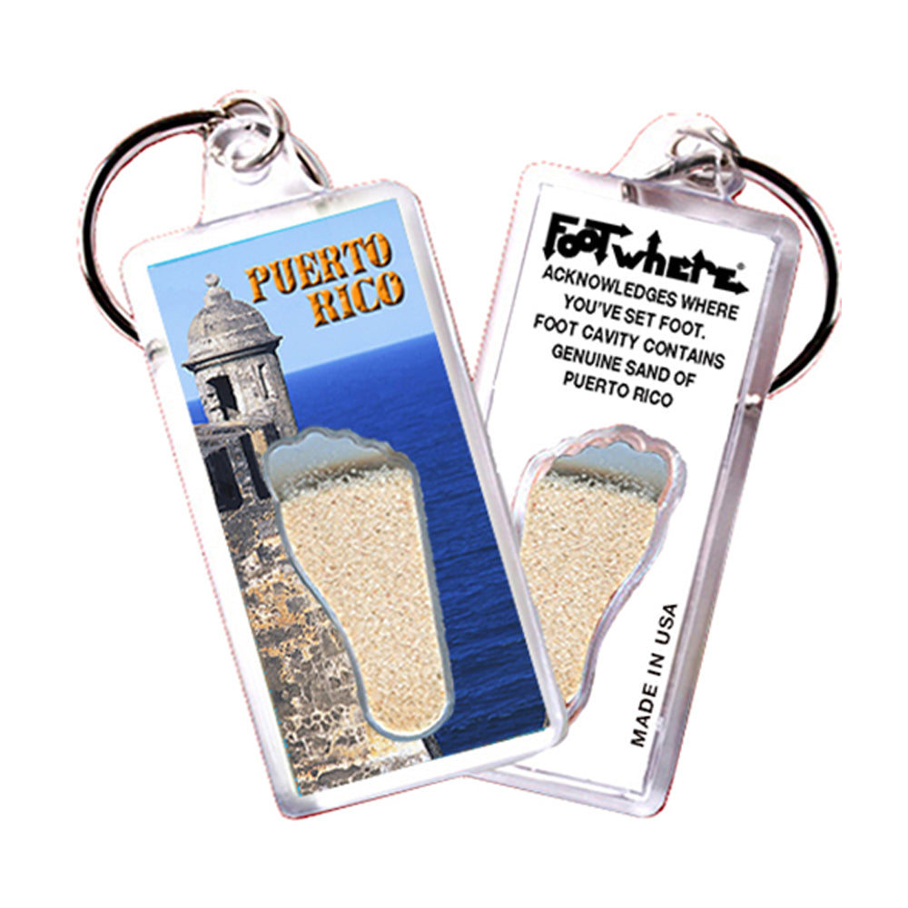 Puerto Rico FootWhere® Souvenir Keychain. 72 pieces/6 assorted styles.