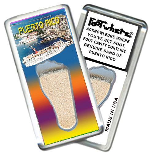 Puerto Rico FootWhere® Souvenir Magnet. 72 pieces/6 assorted styles.