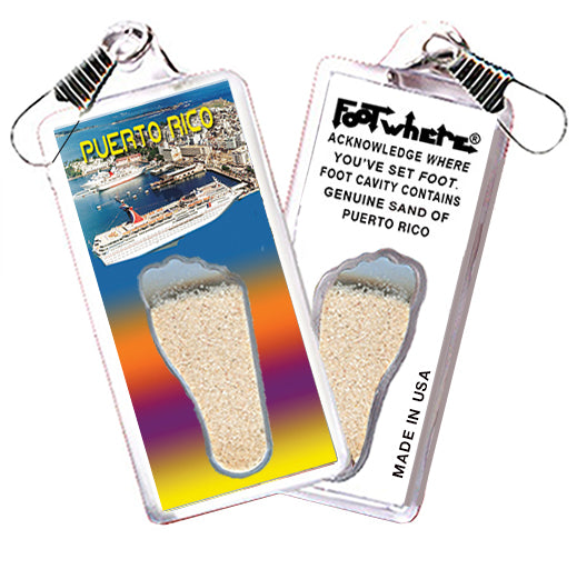 Puerto Rico FootWhere® Souvenir Zipper-Pull. 72 pieces/6 assorted styles.