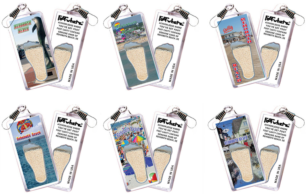 Rehoboth Beach FootWhere® Souvenir Zipper-Pull. 72 pieces/6 assorted styles.