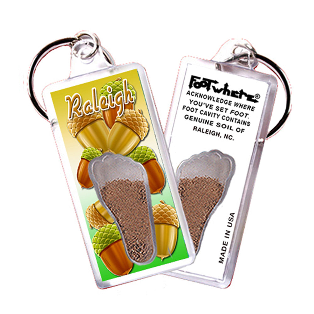 Raleigh FootWhere® Souvenir Keychain. 72 pieces/6 assorted styles.