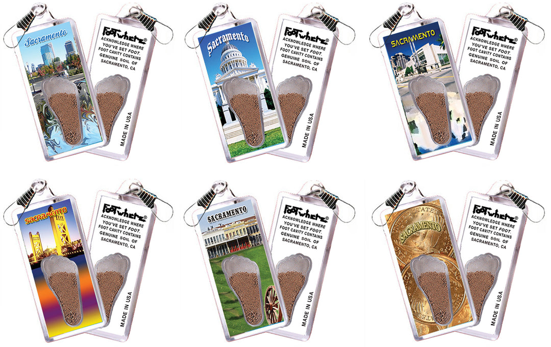 Sacramento FootWhere® Souvenir Zipper-Pull. 72 pieces/6 assorted styles.