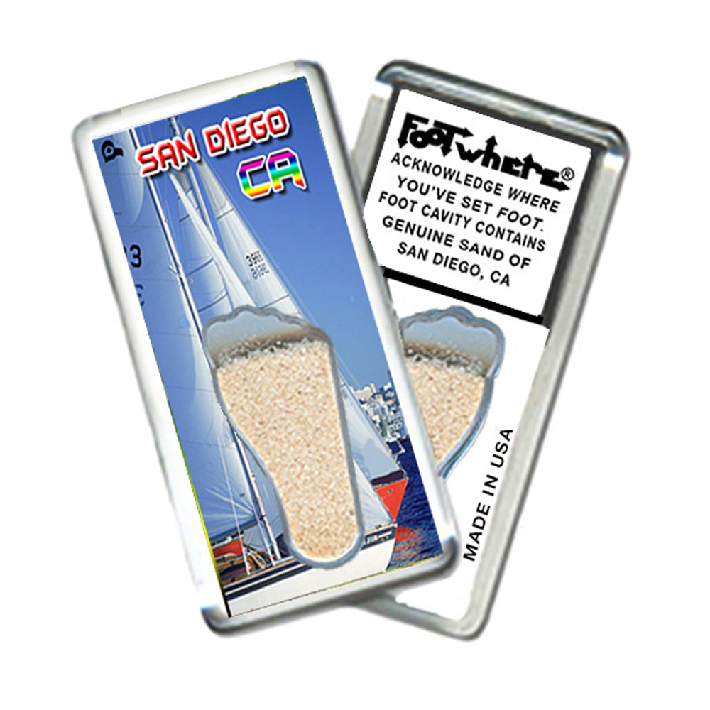 San Diego FootWhere® Souvenir Magnet. 72 pieces/ 6 assorted styles.