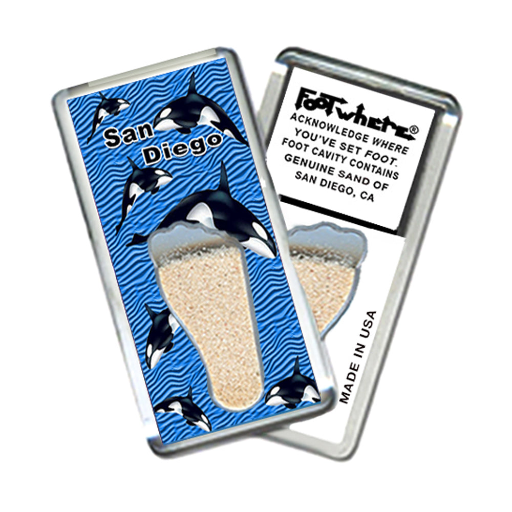 San Diego FootWhere® Souvenir Magnet. 72 pieces/ 6 assorted styles.