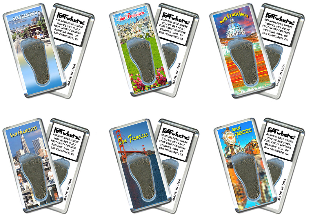 San Francisco FootWhere® Souvenir Magnet. 72 pieces/ 6 assorted styles.