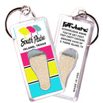 Load image into Gallery viewer, South Padre Island FootWhere® Souvenir Keychains 6 Piece Set. Made in USA