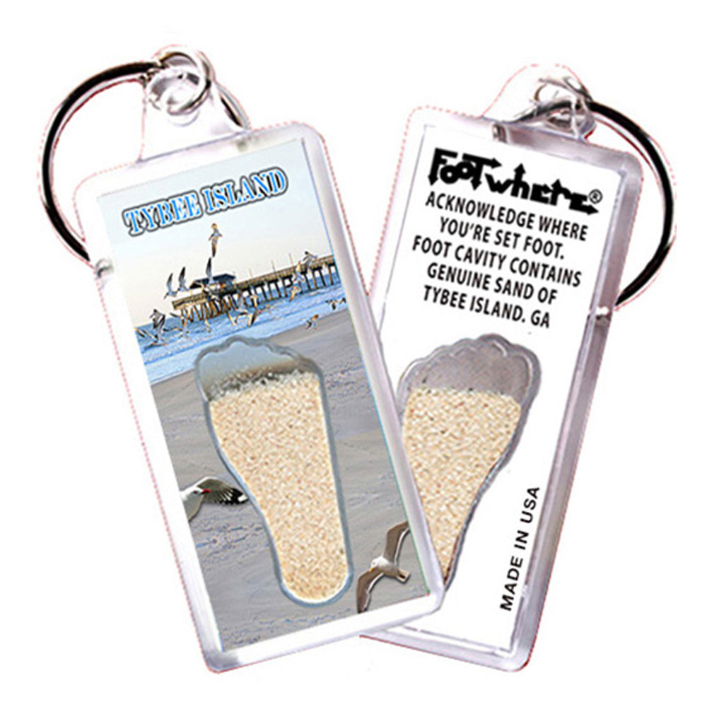 Tybee Island FootWhere® Souvenir Keychain. 72 pieces/ 6 assorted styles.