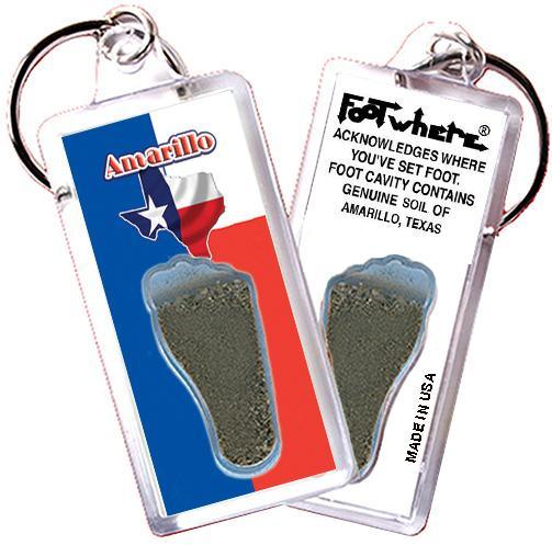 Amarillo FootWhere® Souvenir Keychain. Made in USA-FootWhere® Souvenirs