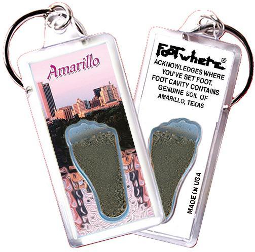 Amarillo FootWhere® Souvenir Keychains. 6 Piece Set. Made in USA-FootWhere® Souvenirs
