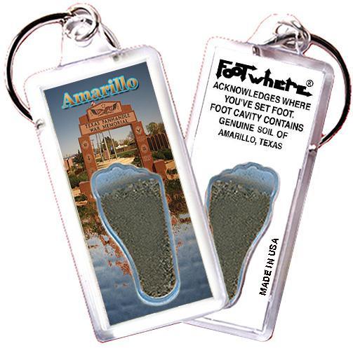 Amarillo FootWhere® Souvenir Keychains. 6 Piece Set. Made in USA-FootWhere® Souvenirs