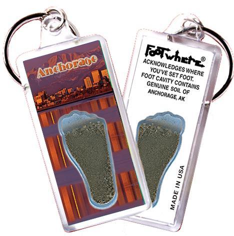 Anchorage FootWhere® Souvenir Keychains. 6 Piece Set. Made in USA-FootWhere® Souvenirs