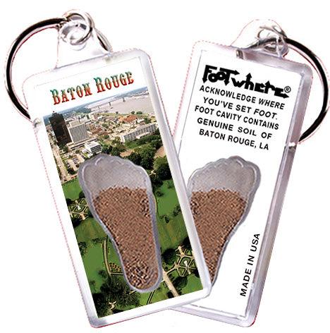 Baton Rouge FootWhere® Souvenir Keychains. 6 Piece Set. Made in USA-FootWhere® Souvenirs