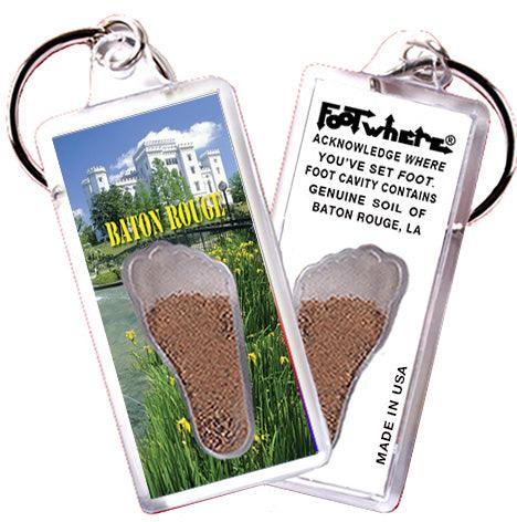Baton Rouge FootWhere® Souvenir Keychains. 6 Piece Set. Made in USA-FootWhere® Souvenirs