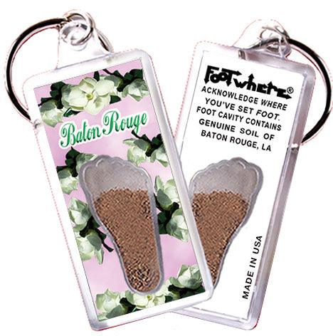Baton Rouge FootWhere® Souvenir Keychains. 6 Piece Set. Made in USA-FootWhere® Souvenirs