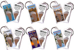 Load image into Gallery viewer, Des Moines FootWhere® Souvenir Keychains. 6 Piece Set. Made in USA-FootWhere® Souvenirs