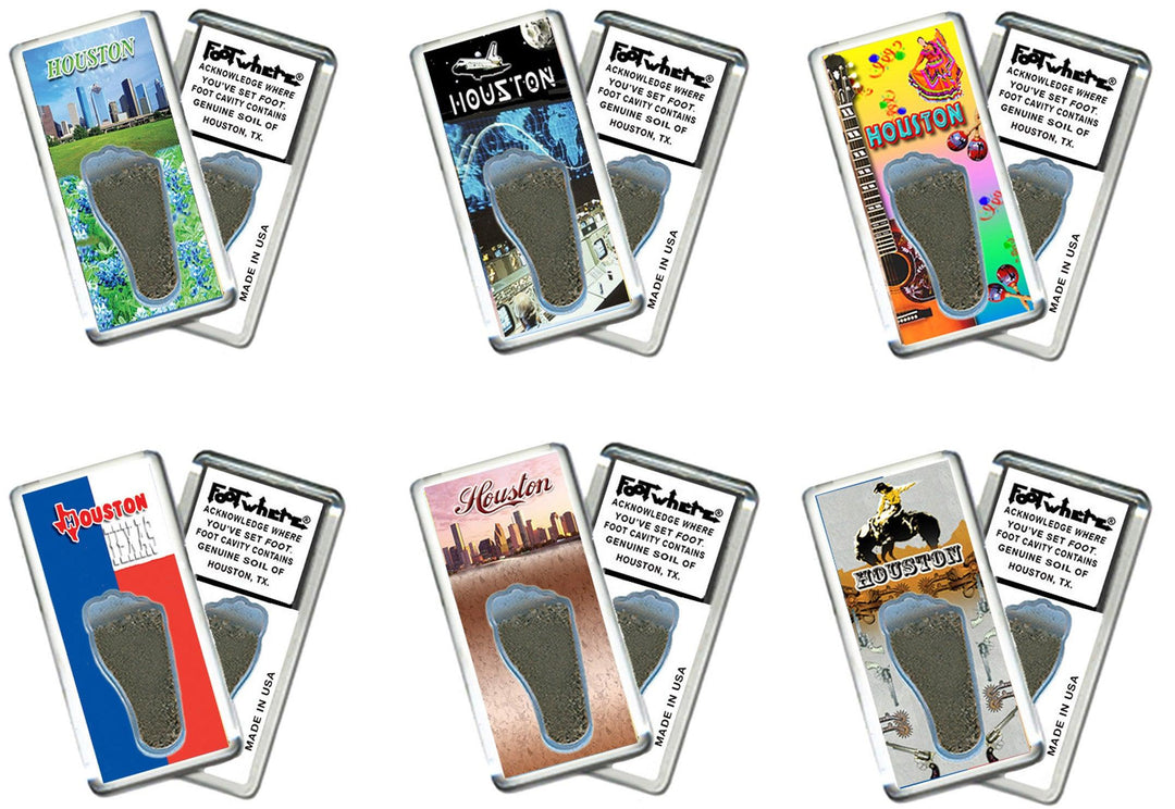 Houston FootWhere® Souvenir Fridge Magnets. 6 Piece Set. Made in USA - FootWhere® Souvenir Shop