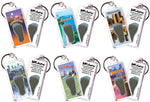 Load image into Gallery viewer, Minneapolis FootWhere® Souvenir Keychains. 6 Piece Set. Made in USA-FootWhere® Souvenirs
