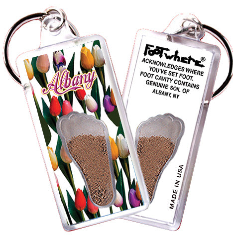 Albany, NY FootWhere® Souvenir Keychain. 72 pieces/ 6 assorted styles.