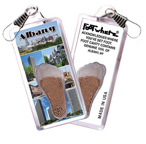 Albany, NY FootWhere® Souvenir Zipper-Pull. 72 pieces/ 6 assorted styles.