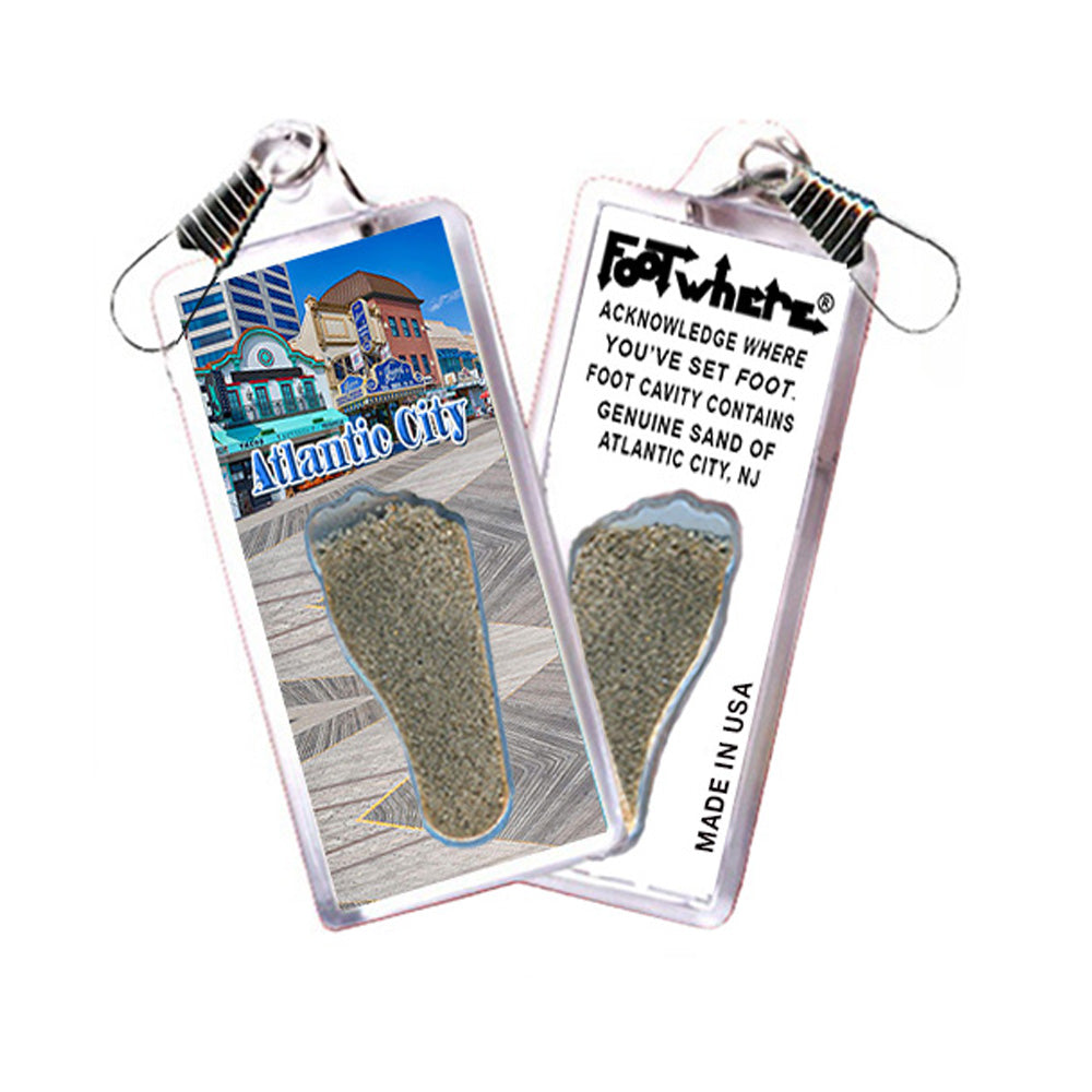 Atlantic City FootWhere® Souvenir Zipper-Pulls. 6 Piece Set. Made in USA