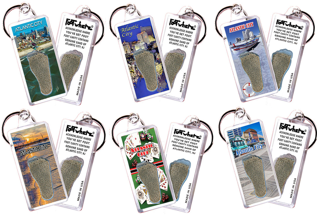 Atlantic City FootWhere® Souvenir Keychain. 72 pieces/ 6 assorted styles.