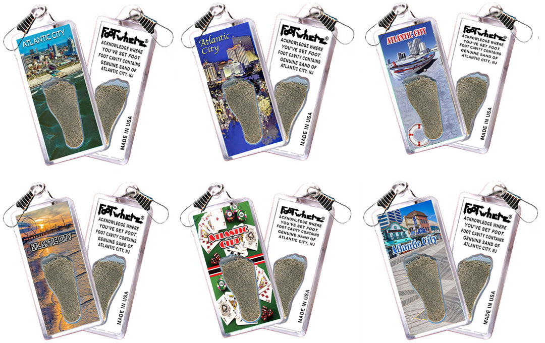 Atlantic City FootWhere® Souvenir Zipper-Pull. 72 pieces/ 6 assorted styles.