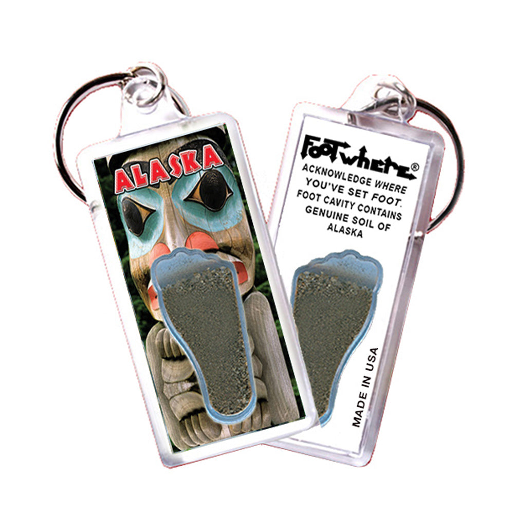 Alaska FootWhere Souvenir Keychain. 72 pieces/6 assorted styles.
