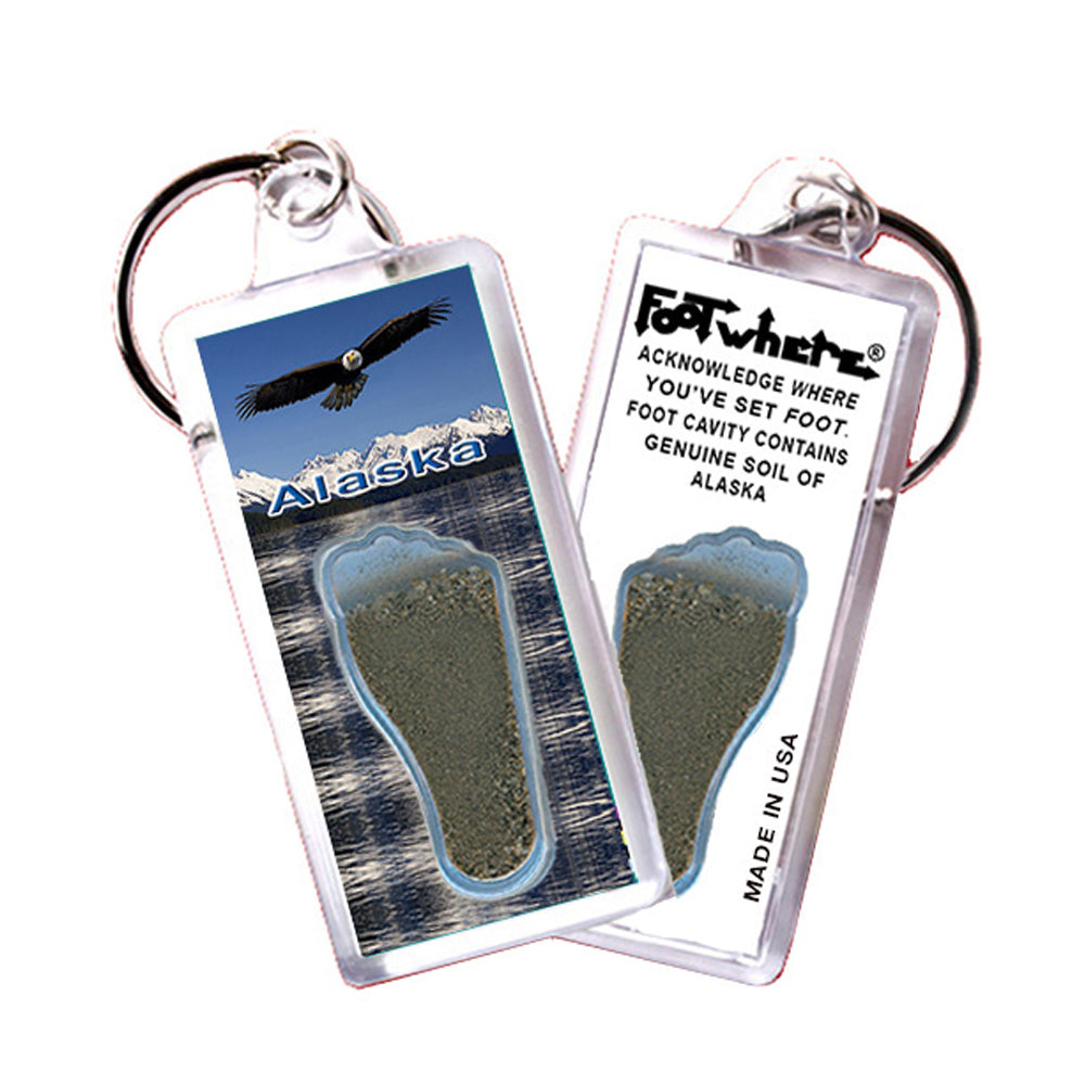 Alaska FootWhere Souvenir Keychain. 72 pieces/6 assorted styles.