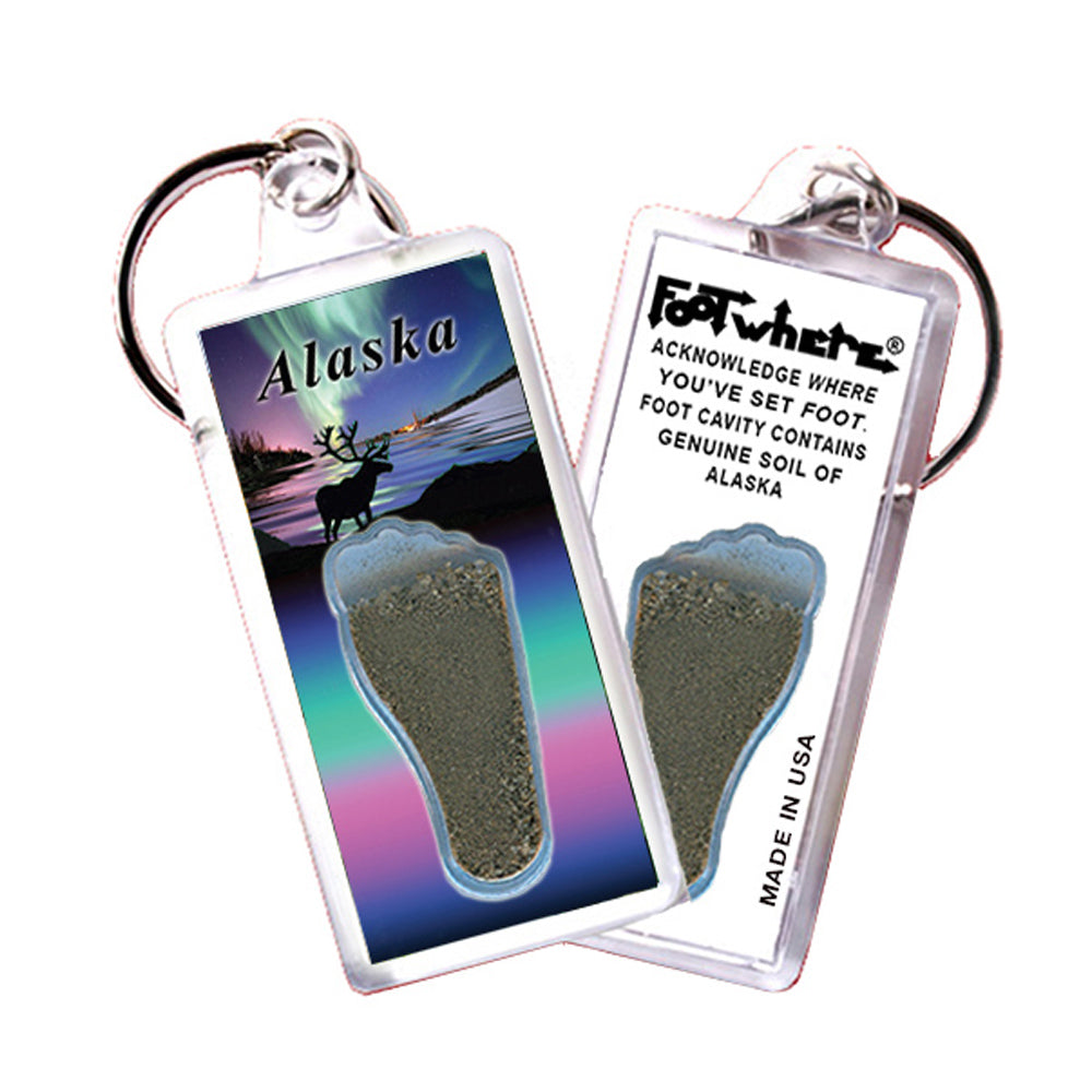 Alaska FootWhere® Souvenir Keychain. 72 pieces/ 6 assorted styles.