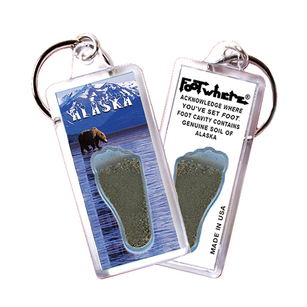 Alaska FootWhere Souvenir Keychain. 72 pieces/6 assorted styles.