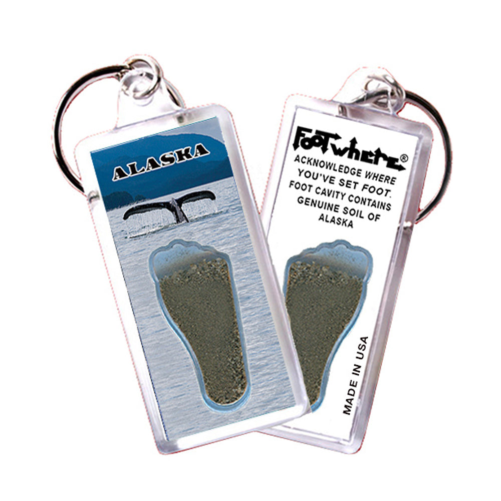 Alaska FootWhere® Souvenir Keychain. 72 pieces/ 6 assorted styles.