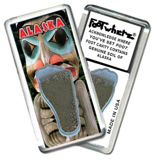 Alaska FootWhere Souvenir Magnet. 72 pieces/6 assorted styles.