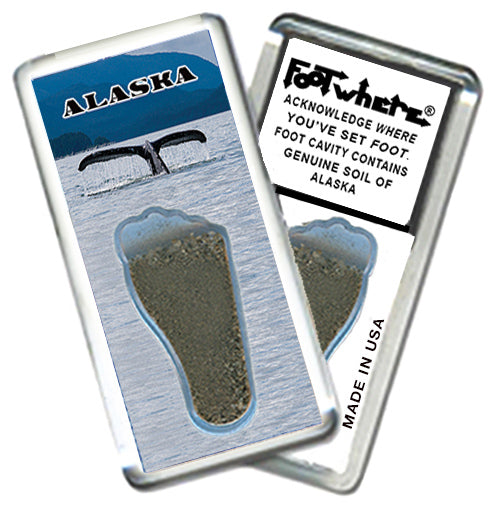 Alaska FootWhere Souvenir Magnet. 72 pieces/6 assorted styles.
