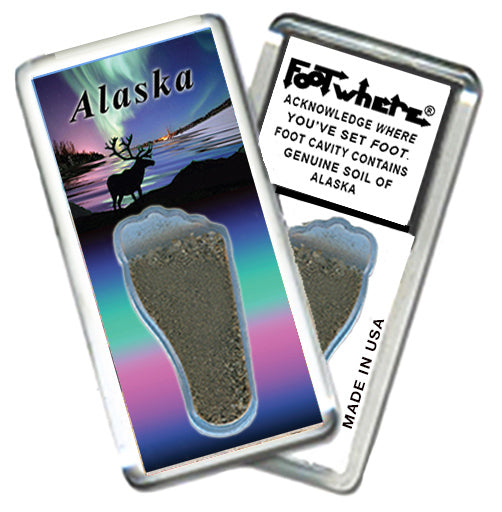 Alaska FootWhere Souvenir Magnet. 72 pieces/6 assorted styles.