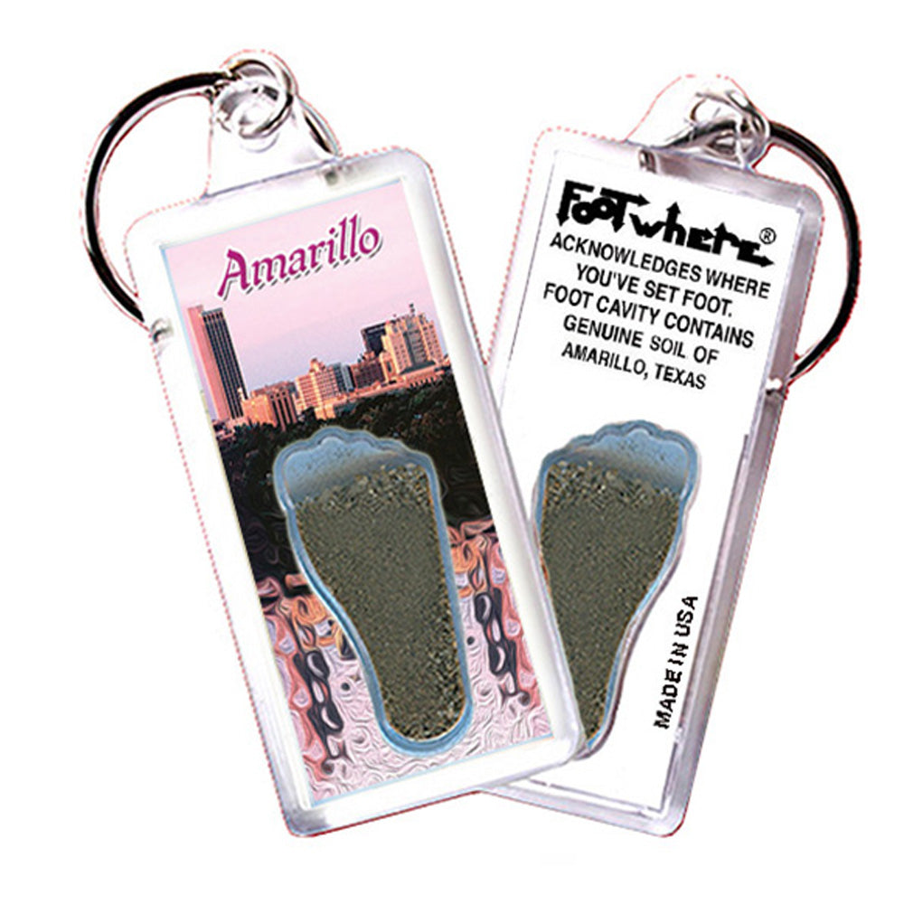 Amarillo FootWhere® Souvenir Keychain. 72 pieces/6 assorted styles.