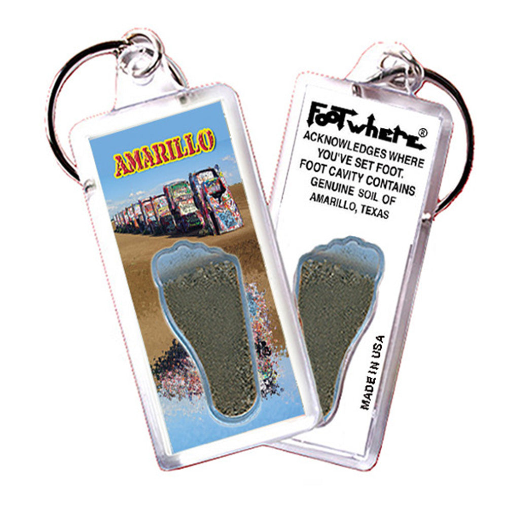 Amarillo FootWhere® Souvenir Keychain. 72 pieces/6 assorted styles.