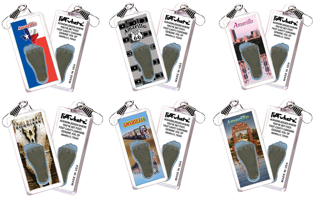 Amarillo FootWhere® Souvenir Zipper-Pull. 72 pieces/6 assorted styles.