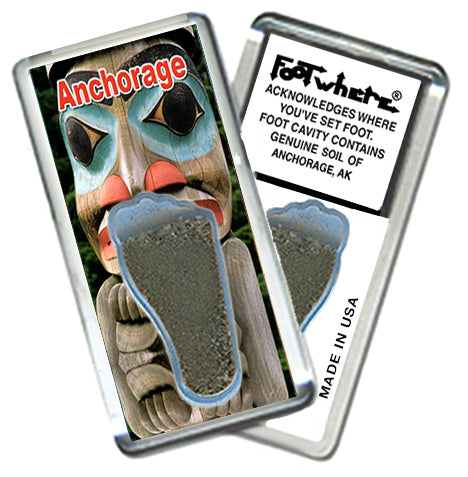 Anchorage FootWhere Souvenir Fridge Magnet. Made in USA