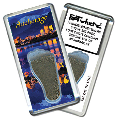 Anchorage FootWhere Souvenir Fridge Magnet. Made in USA