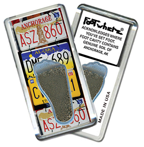 Anchorage FootWhere Souvenir Fridge Magnet. Made in USA