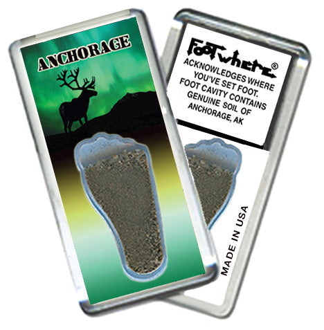 Anchorage FootWhere Souvenir Fridge Magnet. Made in USA