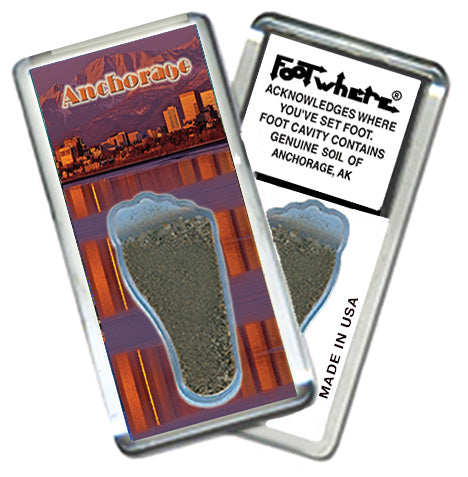 Anchorage FootWhere Souvenir Fridge Magnet. Made in USA